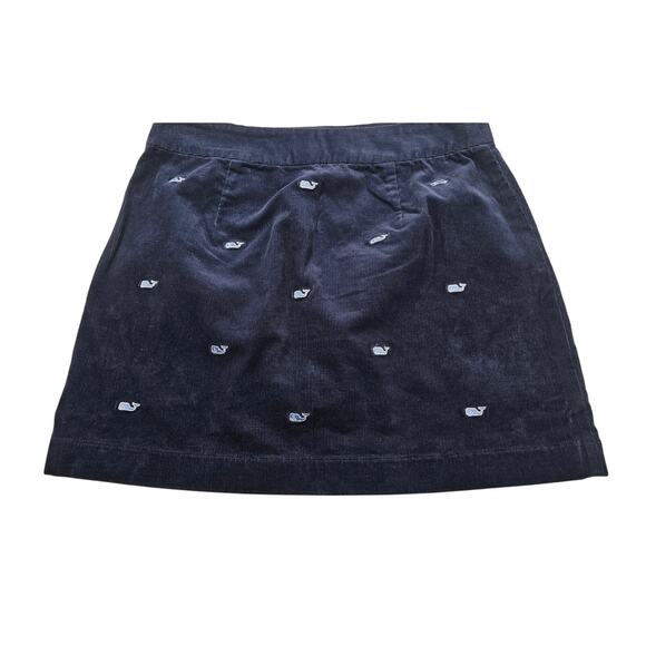 Vineyard Vines Corduroy Mini Skirt Sz 6 whale embroidered EUC preppy Navy blue - Picture 2 of 5